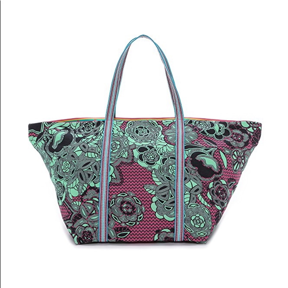 M Missoni Mint Floral Zigzag Beach Bag